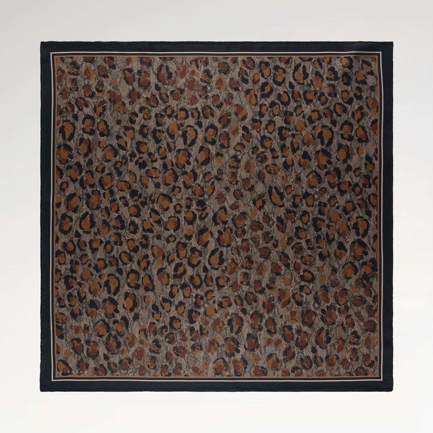 Açık Kahve Soft Leopar Desen Twill İpek Eşarp - 1