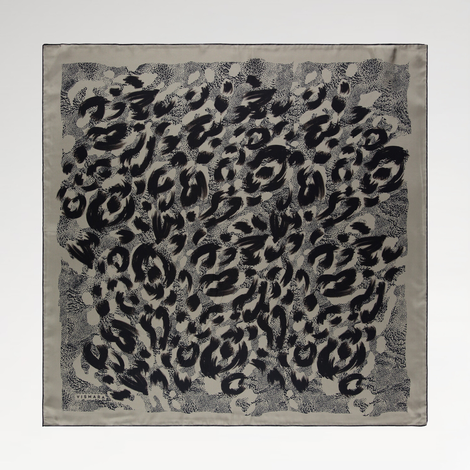 Açık Taş Leopar Desenli Twill İpek Eşarp - 1