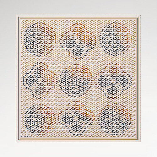 Açık Vizon İzometrik Monogram Desenli Twill İpek Eşarp