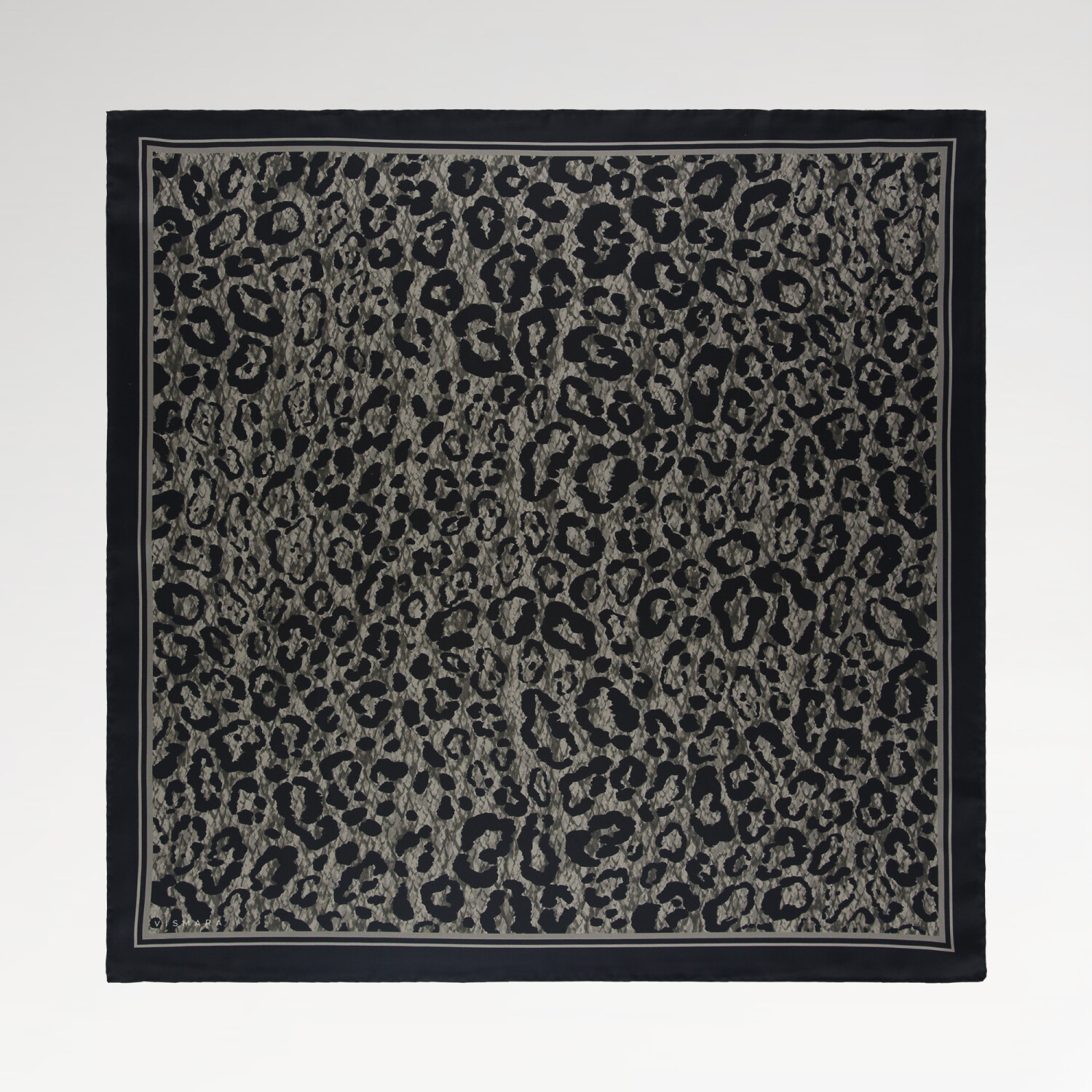 Anthracite Cloudy Leopard Pattern Twill Silk Square Scarf - 1