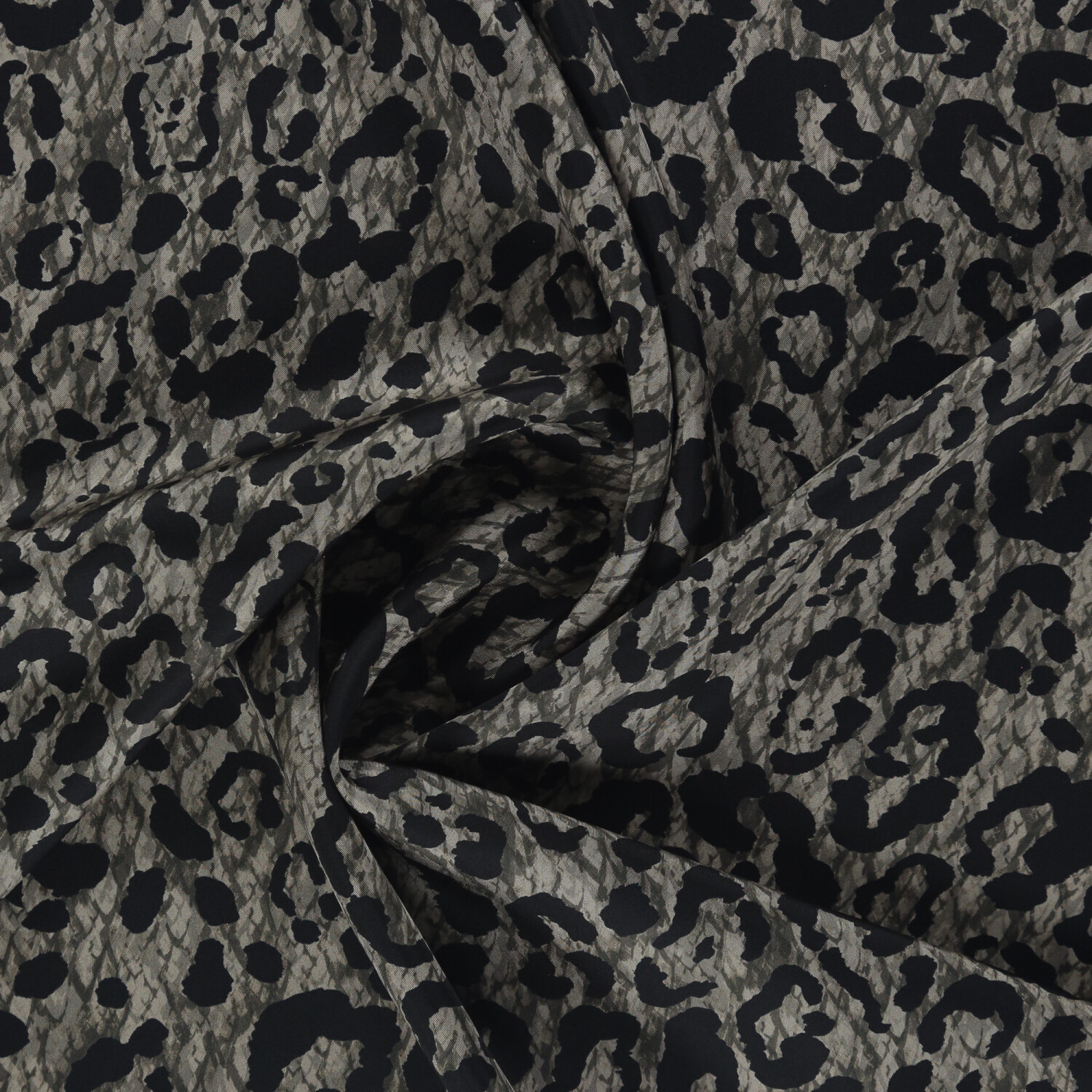 Antrasit Bulutsu Leopar Desen Twill İpek Eşarp - 2