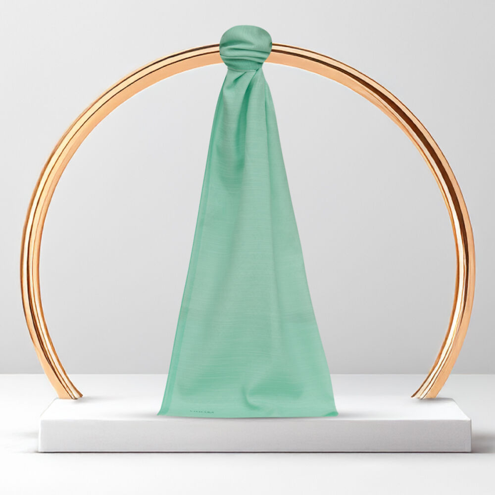 Aqua Green Monogram Pattern V Jacquard Cotton Silk Scarf
