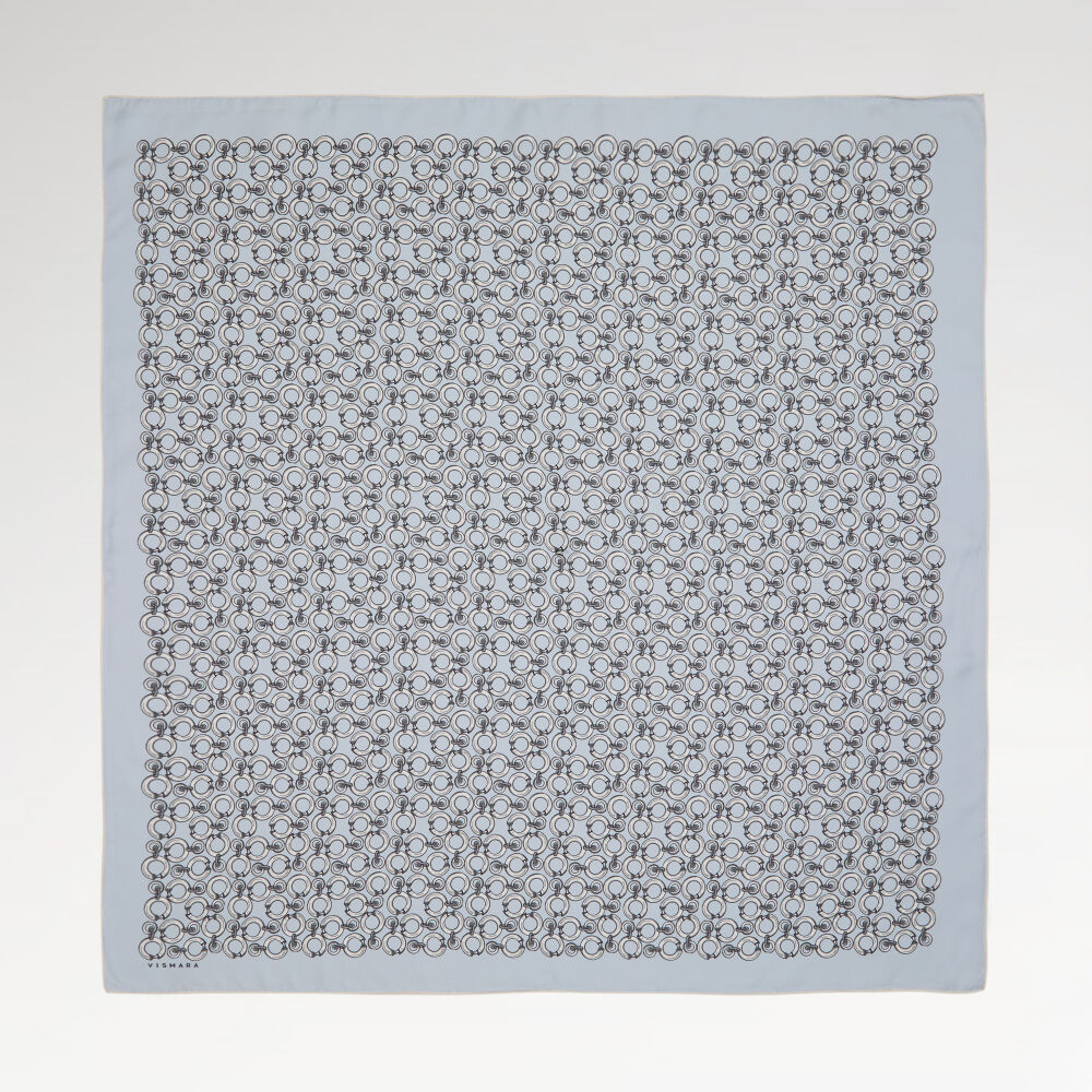 Baby Blue Link Chain Pattern Twill Silk Square Scarf