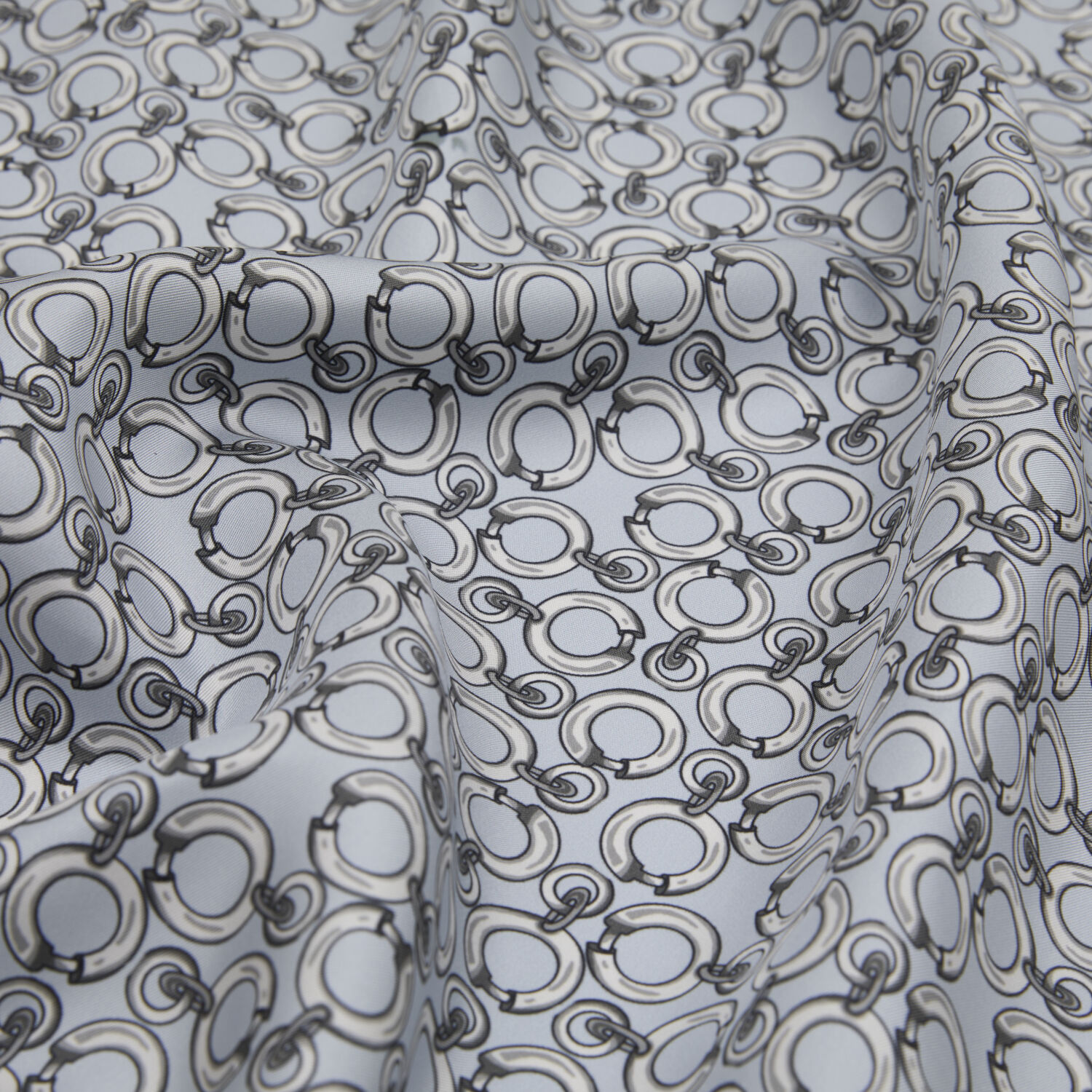 Baby Blue Link Chain Pattern Twill Silk Square Scarf - 2