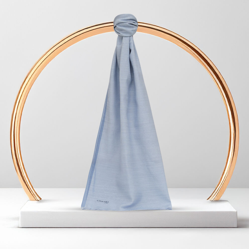 Baby Blue Monogram Pattern V Jacquard Cotton Silk Scarf