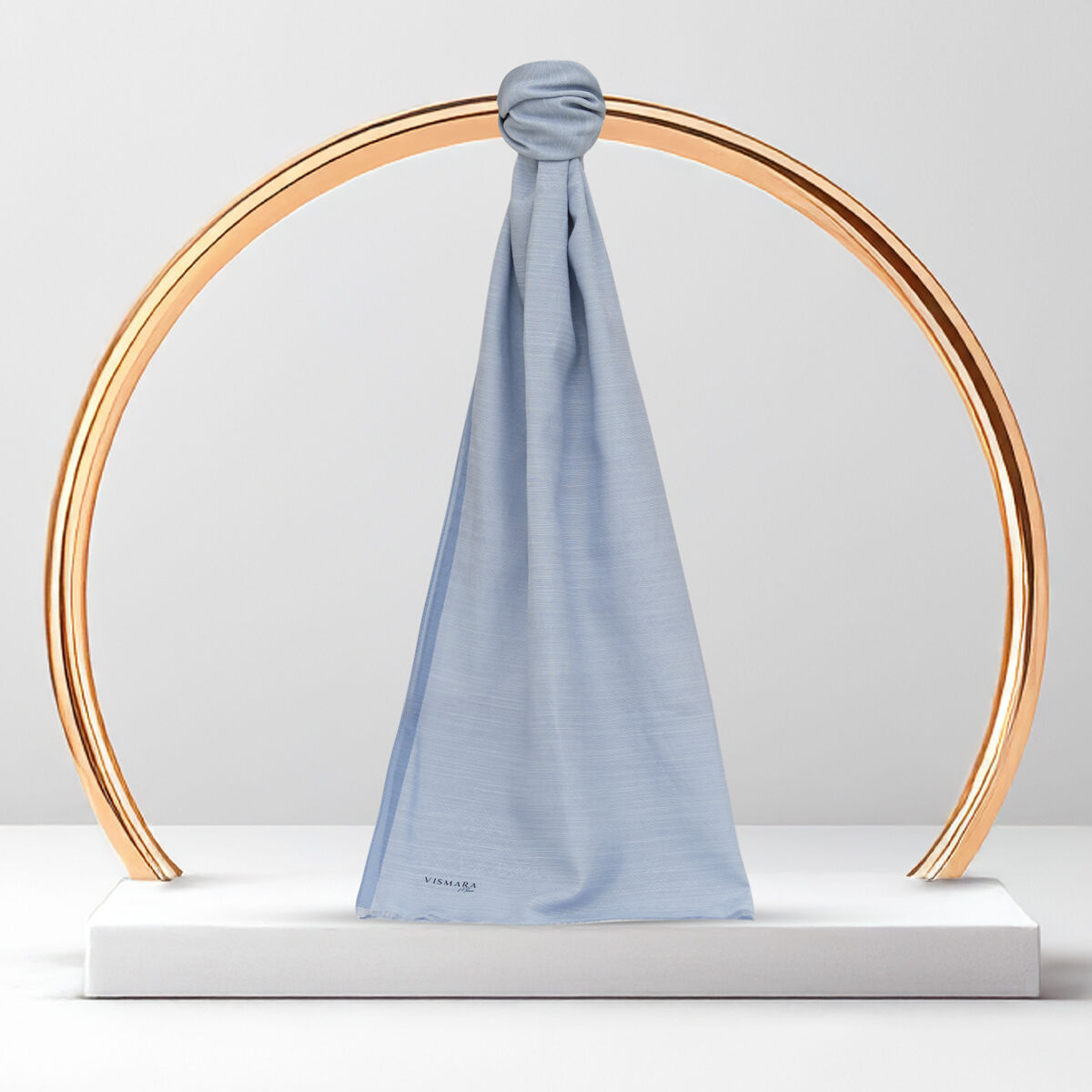 Baby Blue Monogram Pattern V Jacquard Cotton Silk Scarf - 1