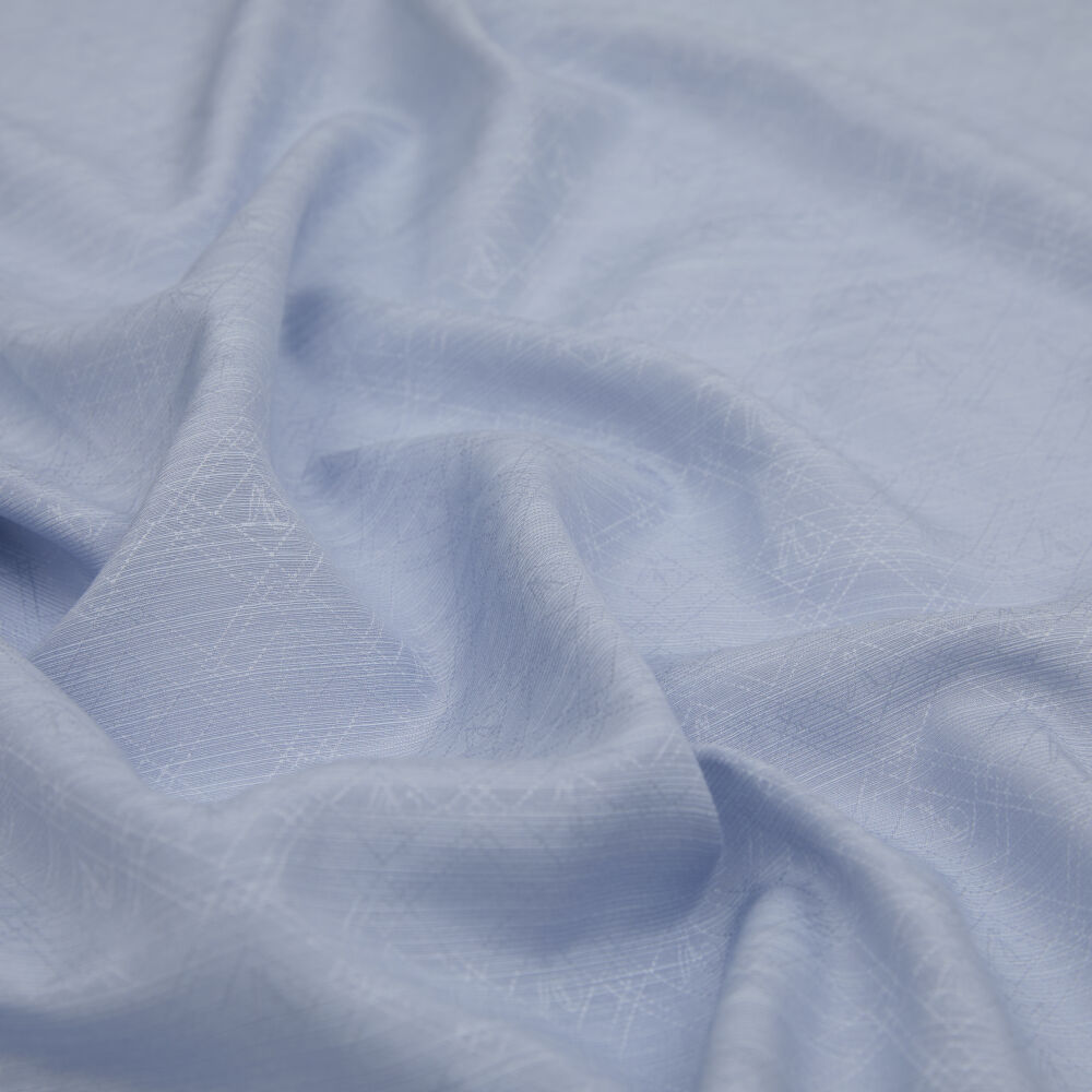 Baby Blue Monogram Pattern V Jacquard Cotton Silk Scarf - Vismara