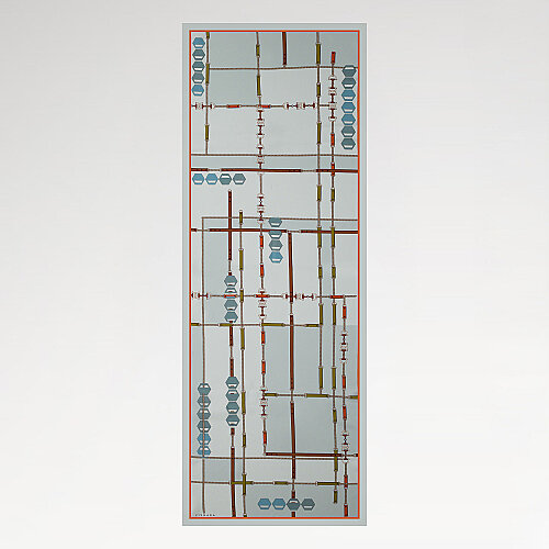 Baby Blue Prism Line Patterned Silk Scarf - Vismara