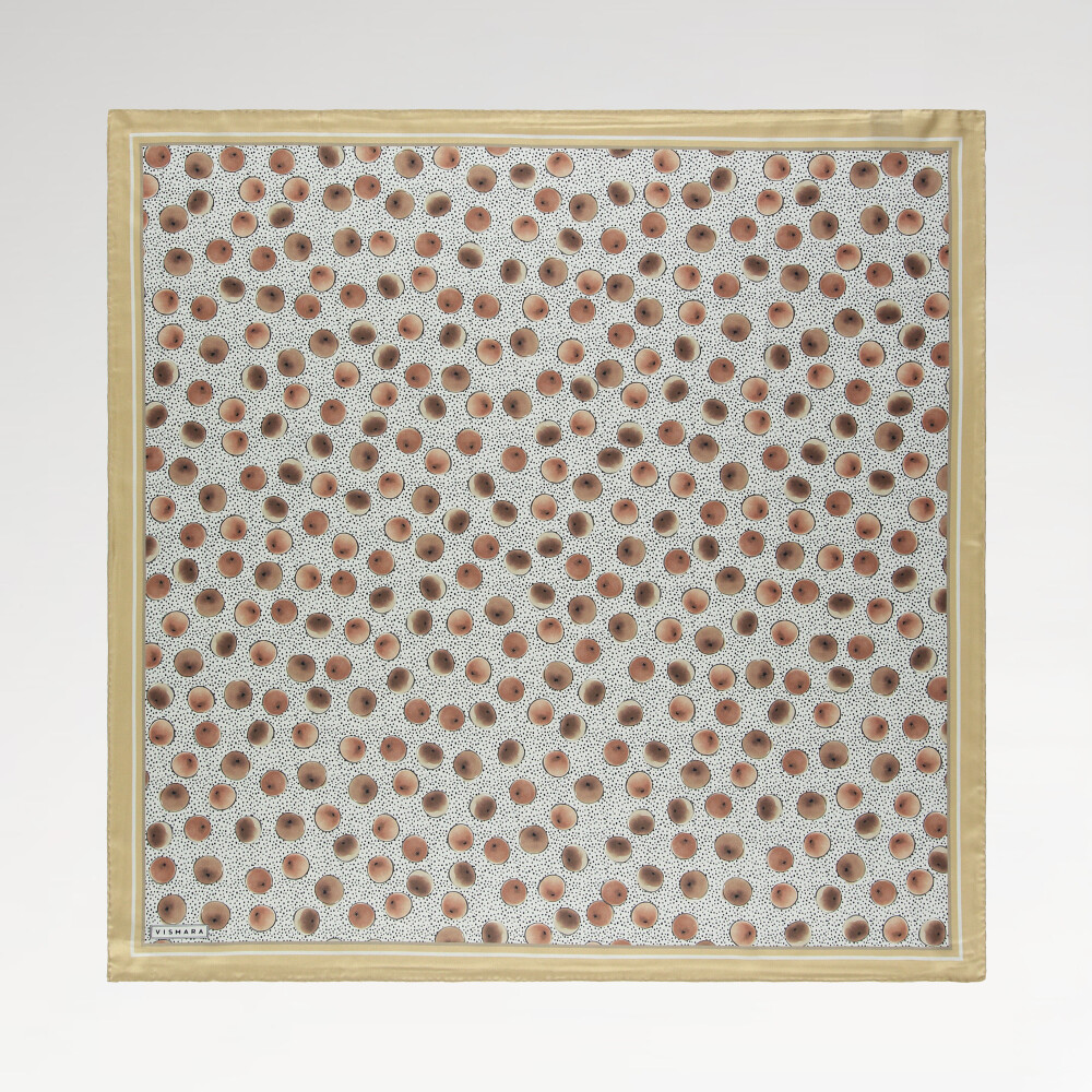 Beige Artistic Dot Pattern Twill Silk Square Scarf