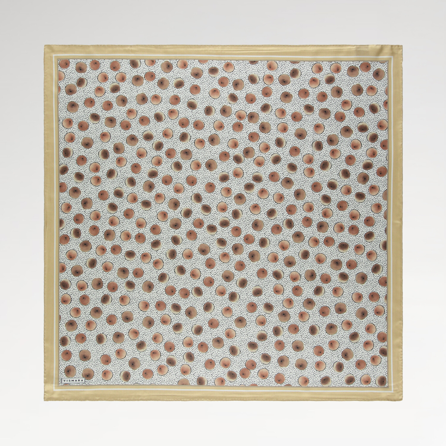 Beige Artistic Dot Pattern Twill Silk Square Scarf - 1