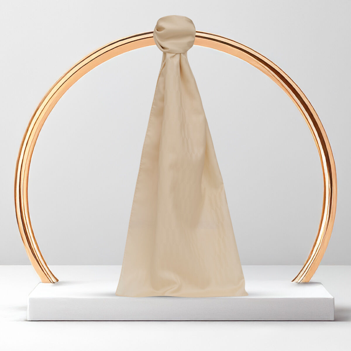 Beige Drop Pattern Jacquard Wool Silk Scarf - 1