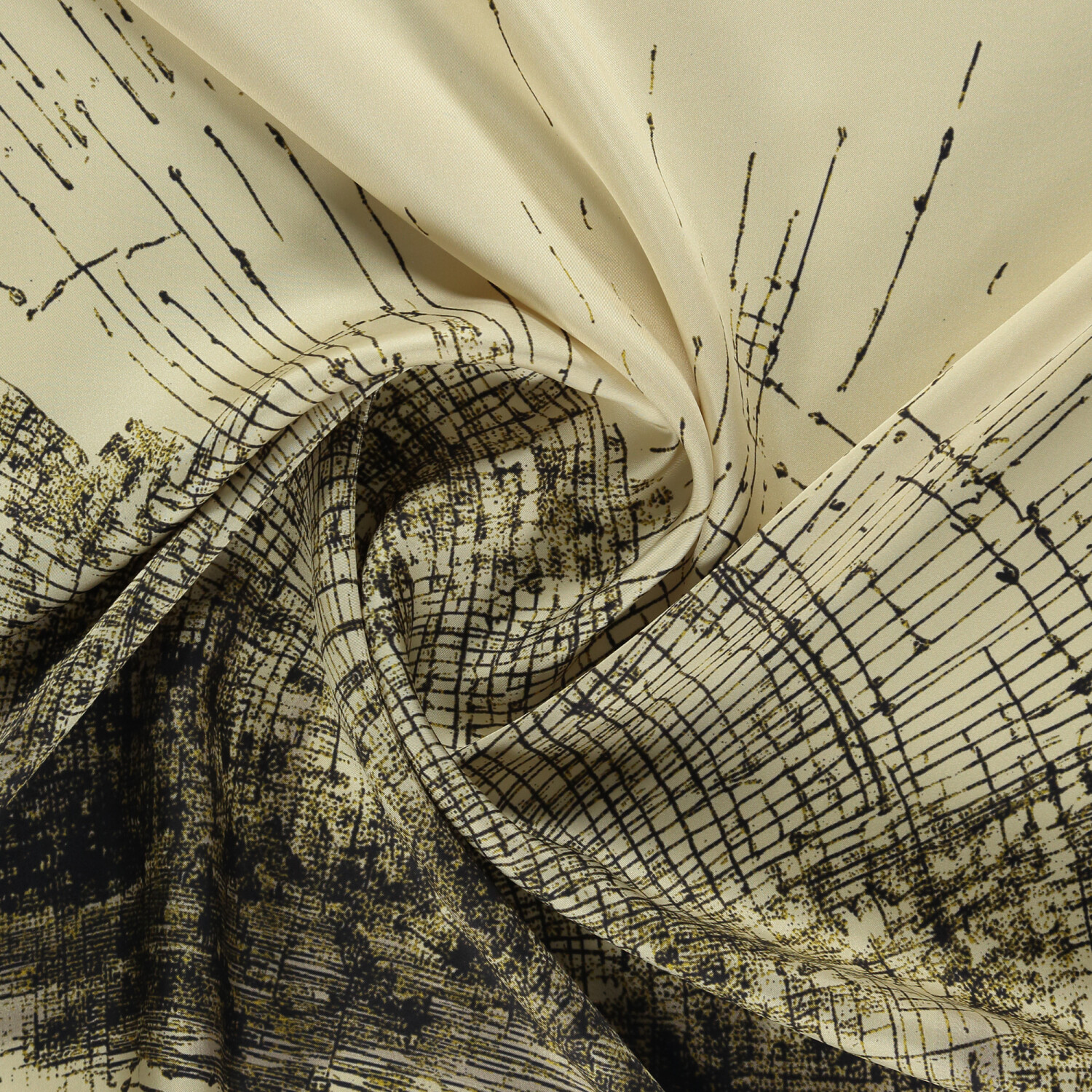 Beige Laminate Pattern Twill Silk Square Scarf - 2
