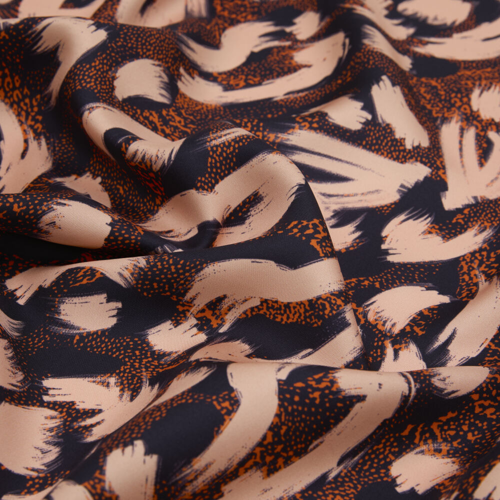 Beige Leopard Print Twill Silk Square Scarf - Vismara