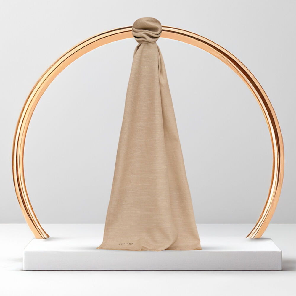 Beige Monogram Pattern V Jacquard Cotton Silk Scarf