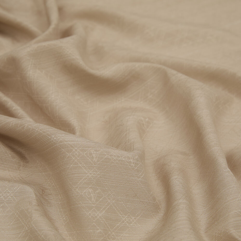 Beige Monogram Pattern V Jacquard Cotton Silk Scarf - Vismara
