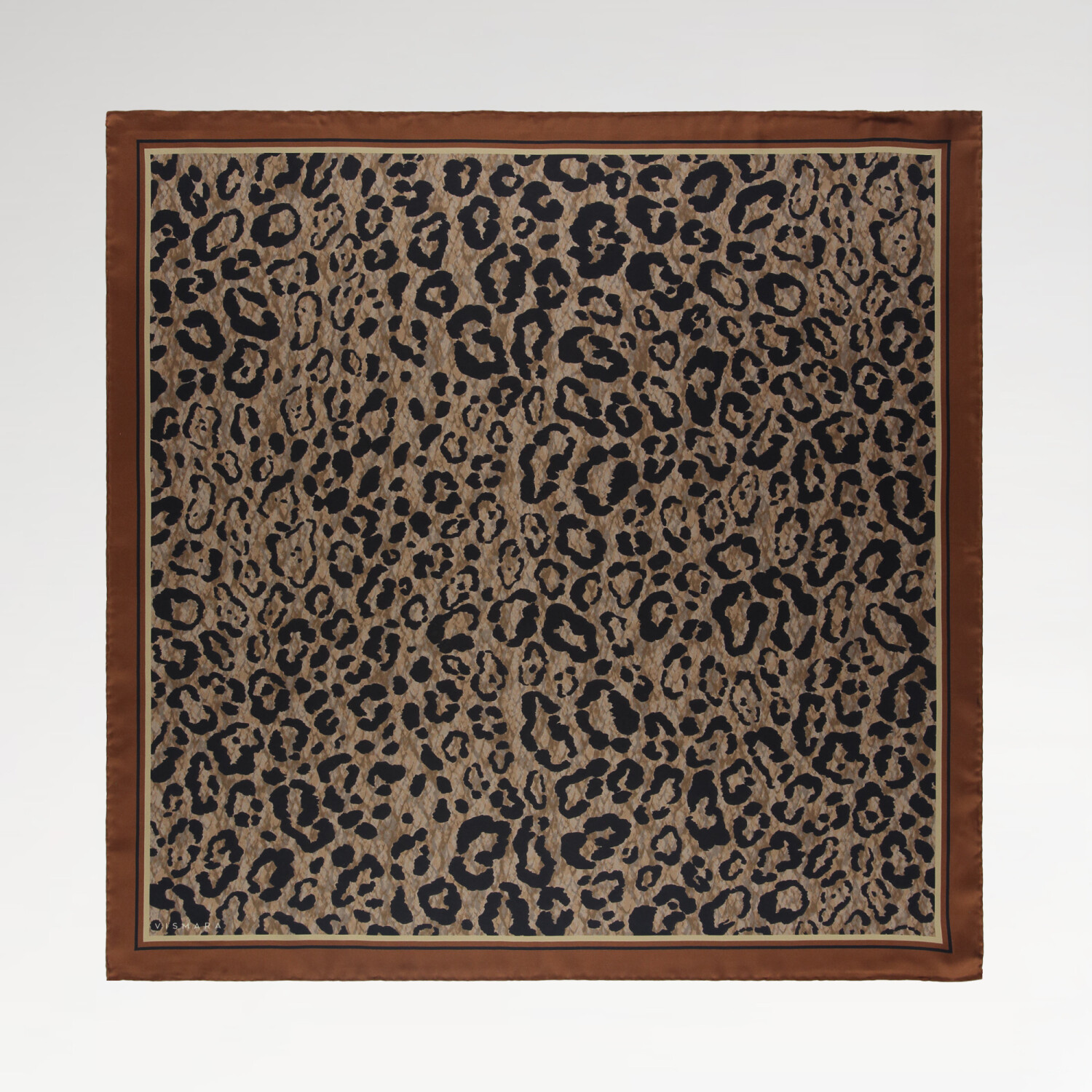 Beige Cloudy Leopard Pattern Twill Silk Square Scarf - 1