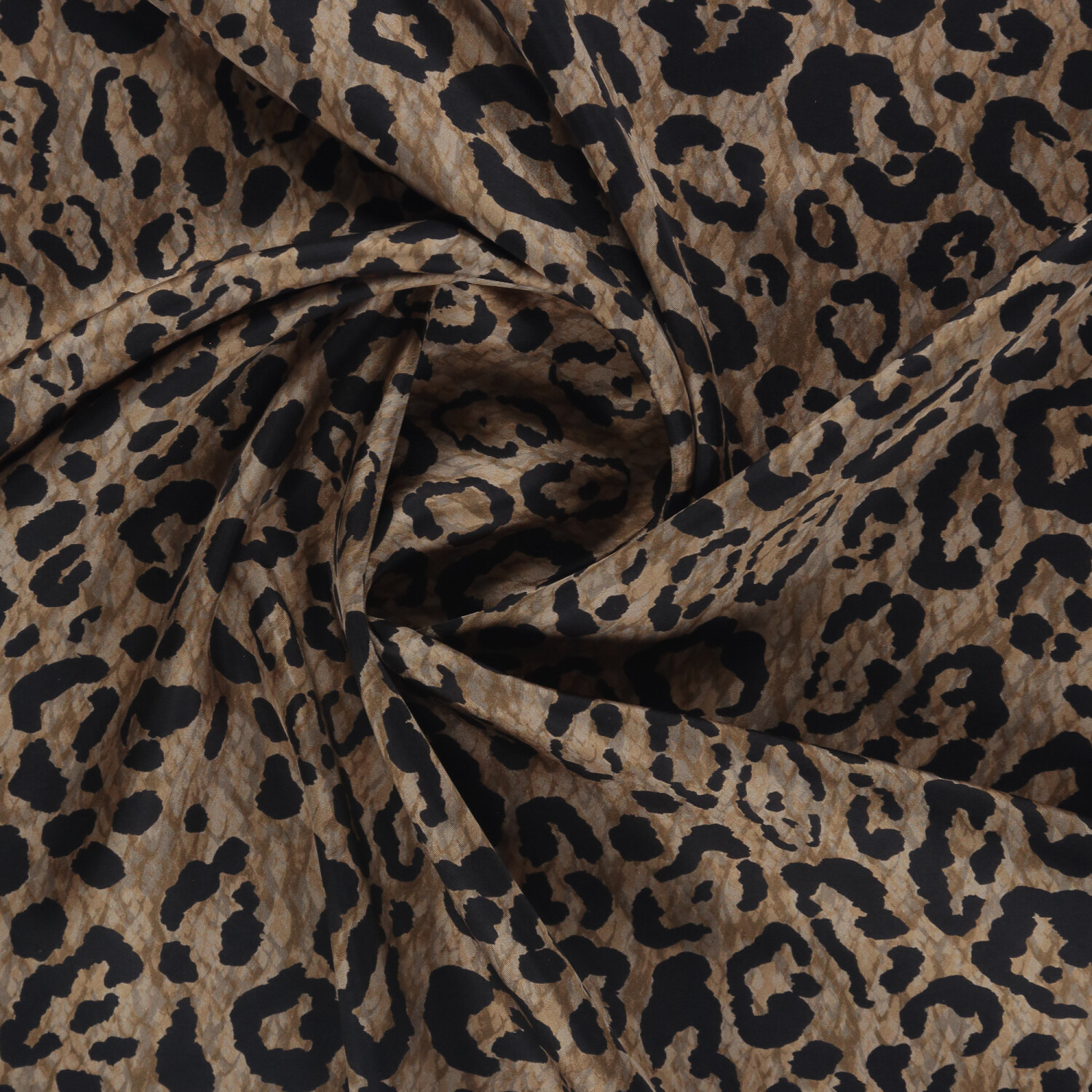 Beige Cloudy Leopard Pattern Twill Silk Square Scarf - 2