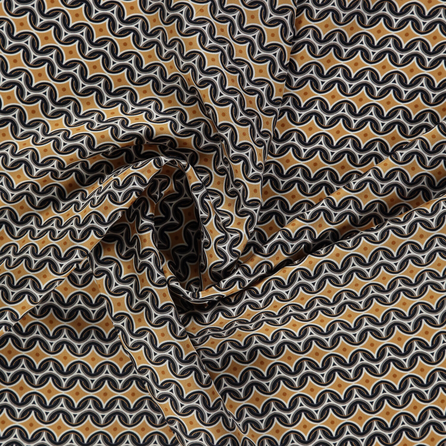 Beige Retro Pattern Twill Silk Square Scarf - 2