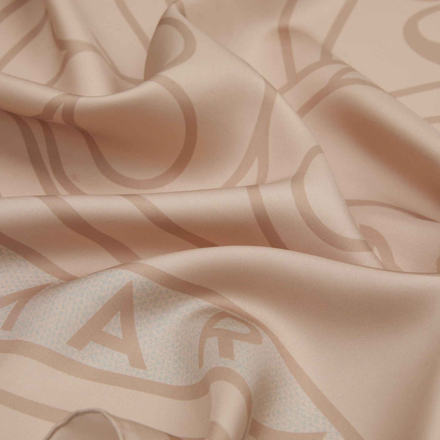 Beige Vismara Swan Pattern Twill Silk Square Scarf - 2