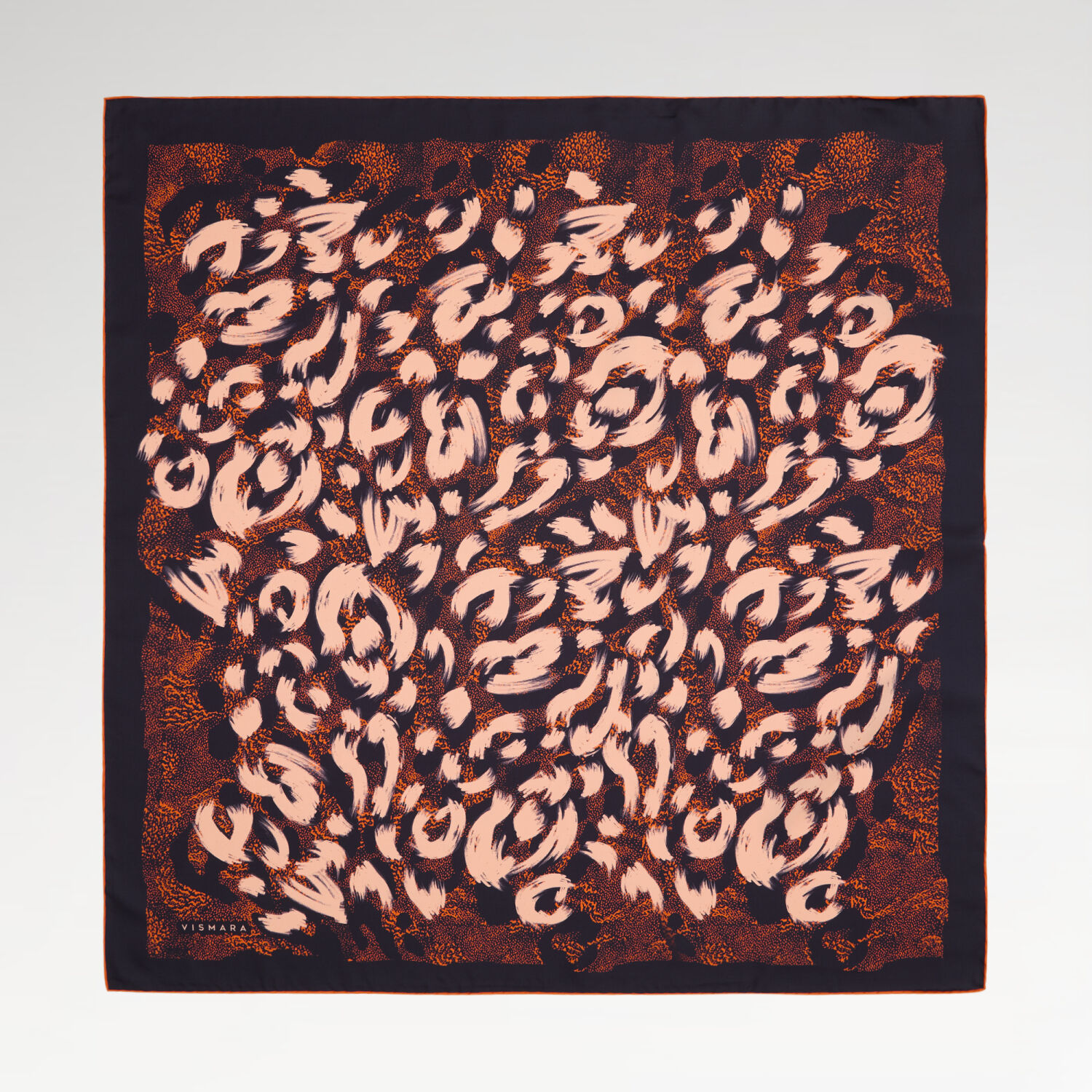 Bej Leopar Desenli Twill İpek Eşarp - 1