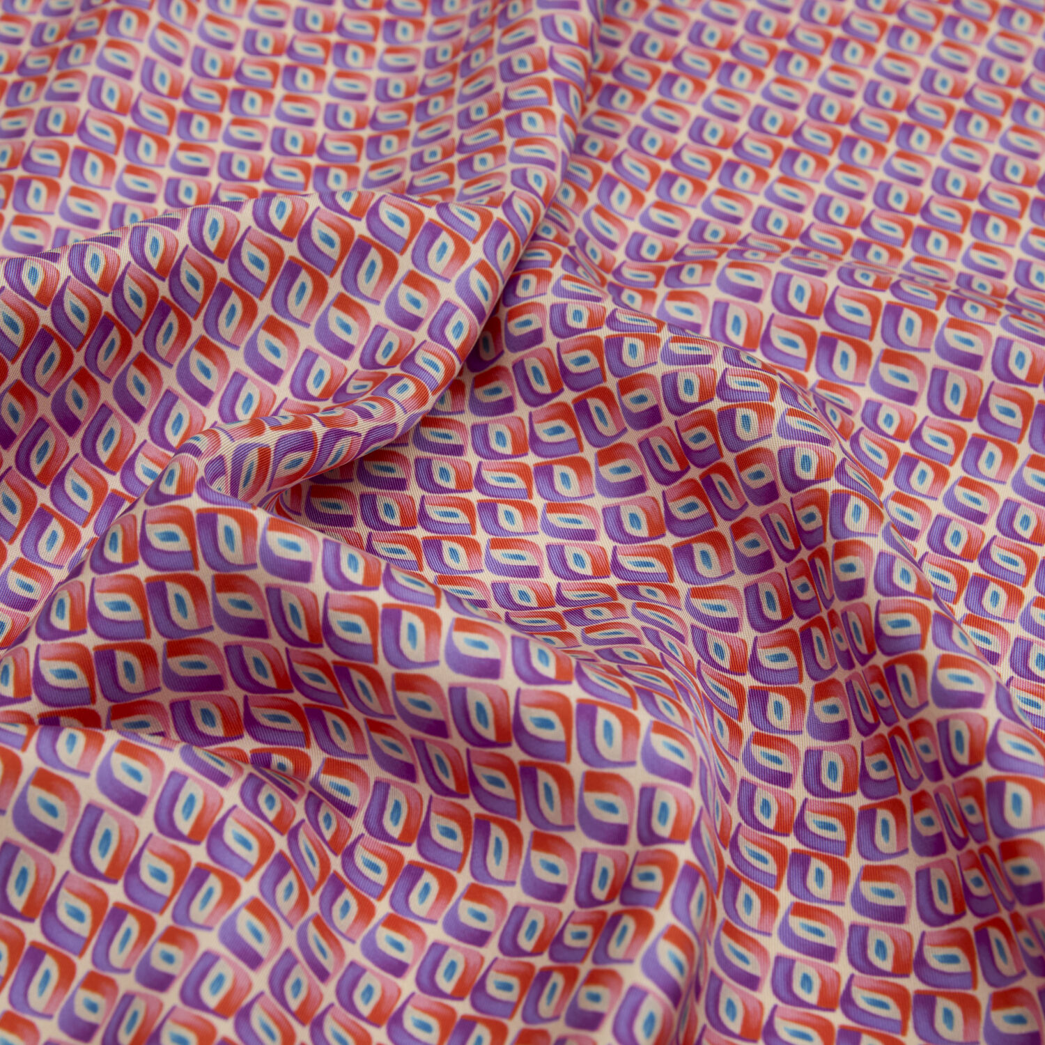 Bej Prizma Retro Desenli Twill İpek Eşarp - 2