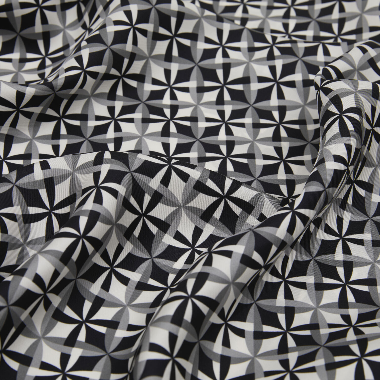 Beyaz Diamond Line Retro Desen Twill İpek Eşarp - 2