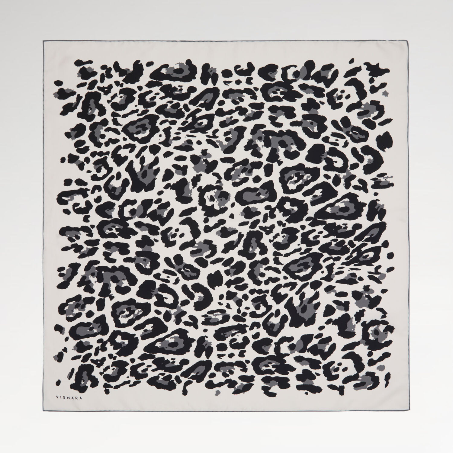 Beyaz Modern Leopar Desenli Twill İpek Eşarp - 1