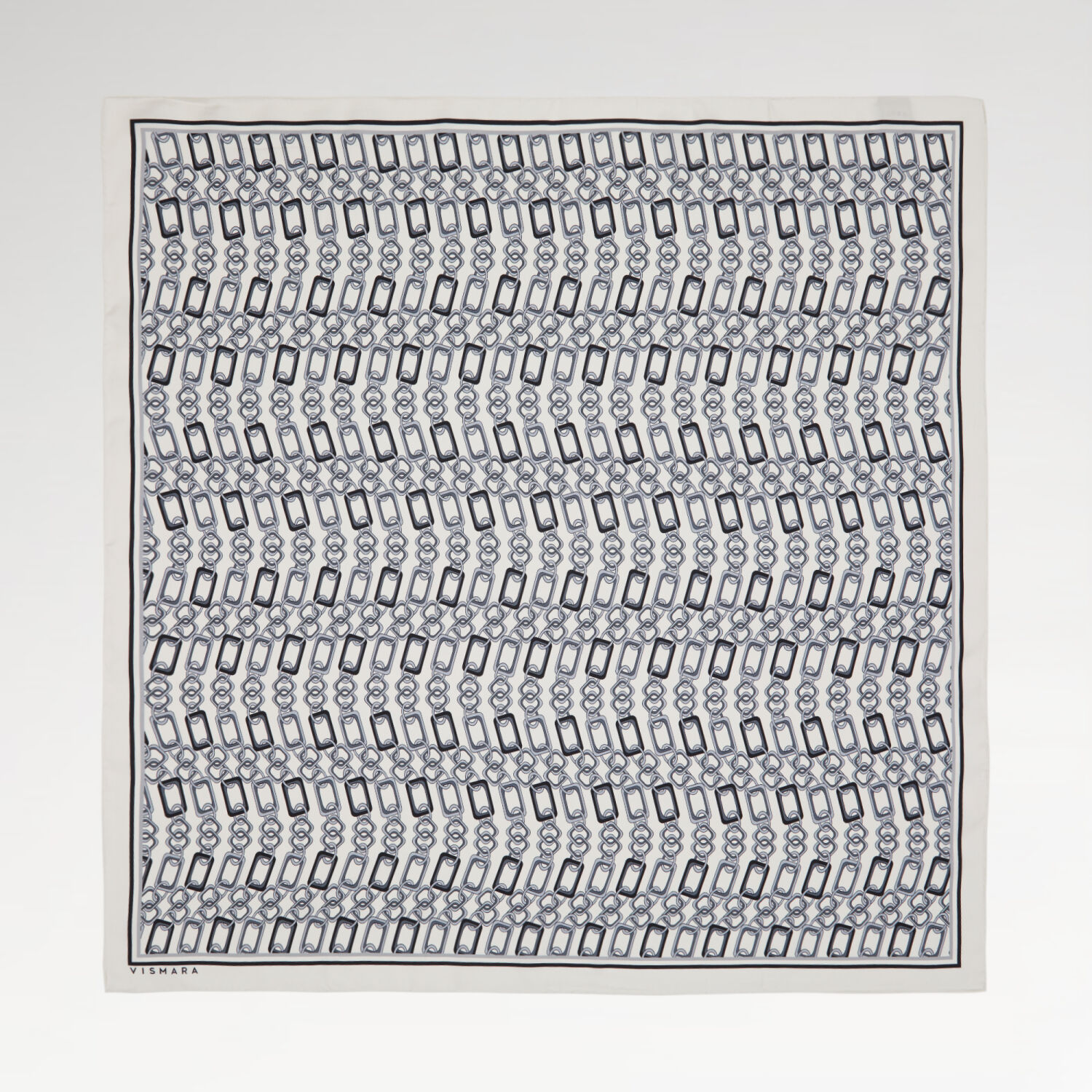 Beyaz Modern Zincir Desen Twill İpek Eşarp - 1