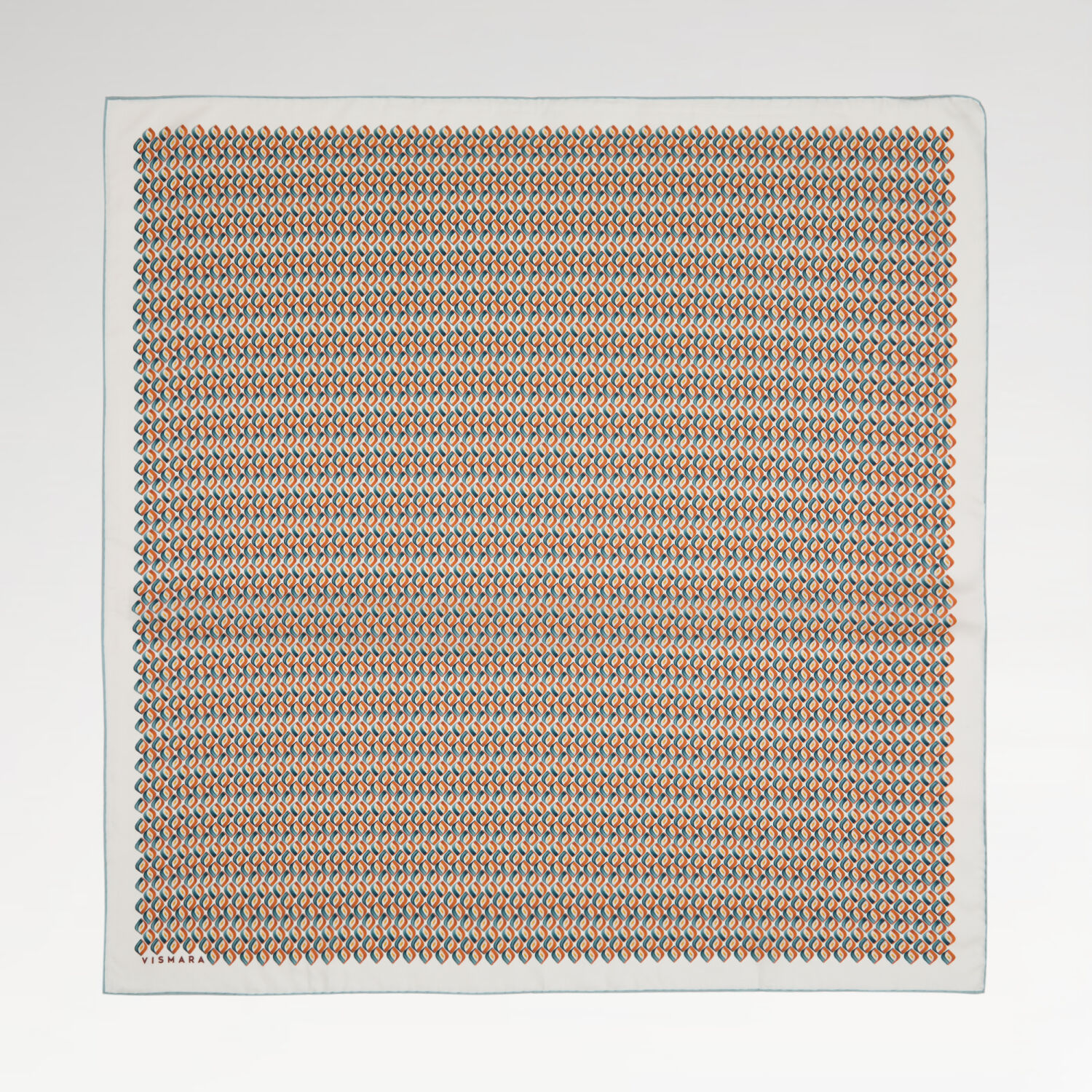 Beyaz Prizma Retro Desenli Twill İpek Eşarp - 1
