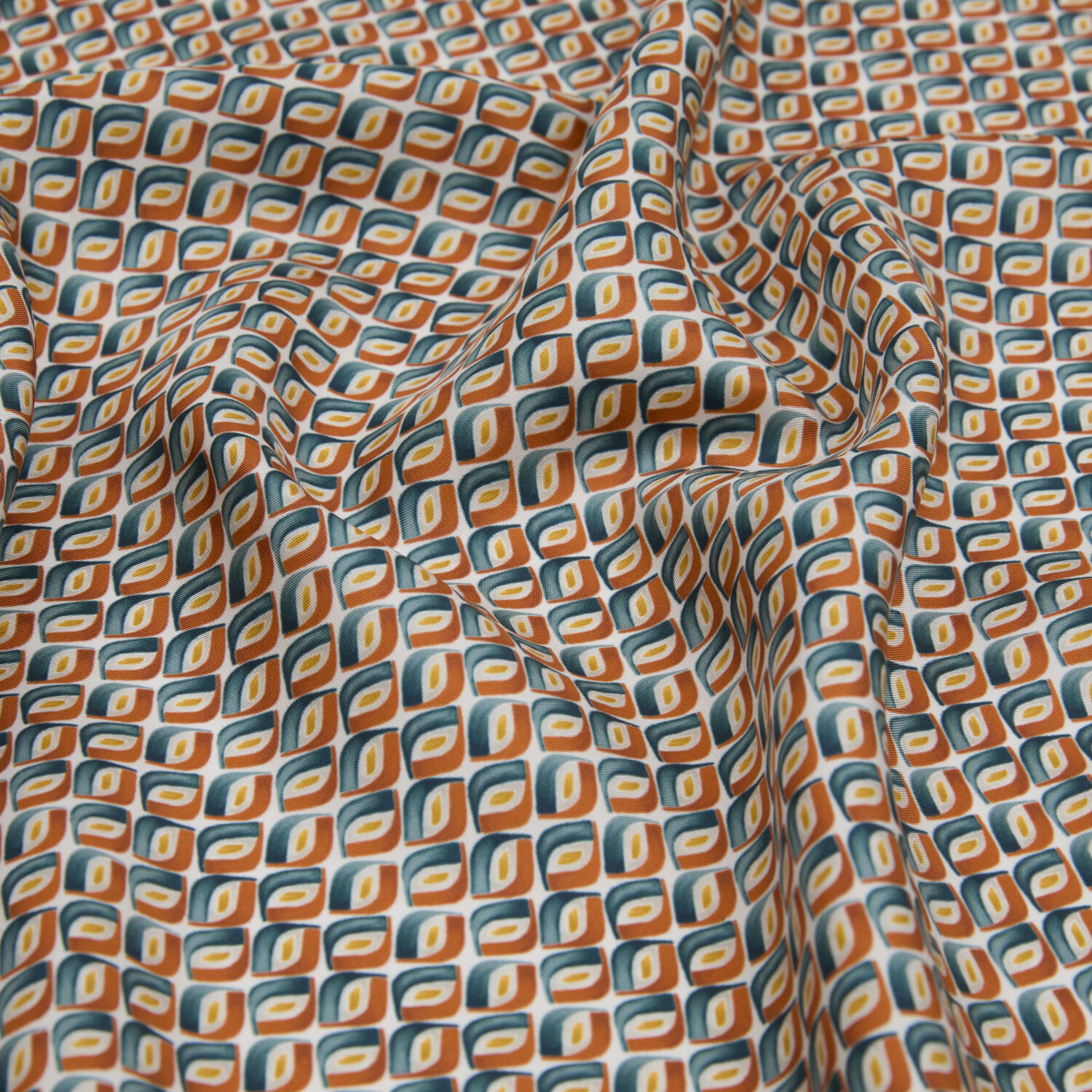Beyaz Prizma Retro Desenli Twill İpek Eşarp - 2