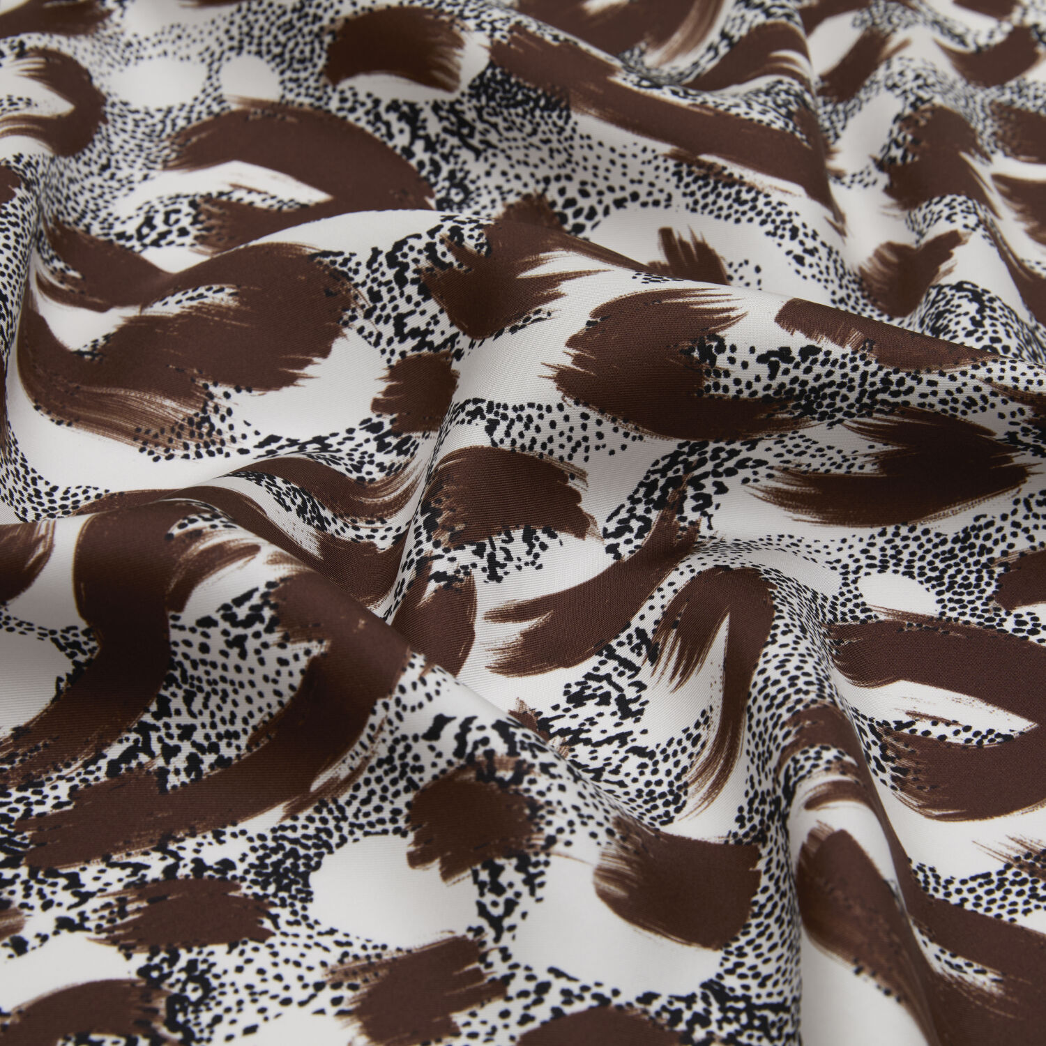 Beyaz Taba Leopar Desenli Twill İpek Eşarp - 2