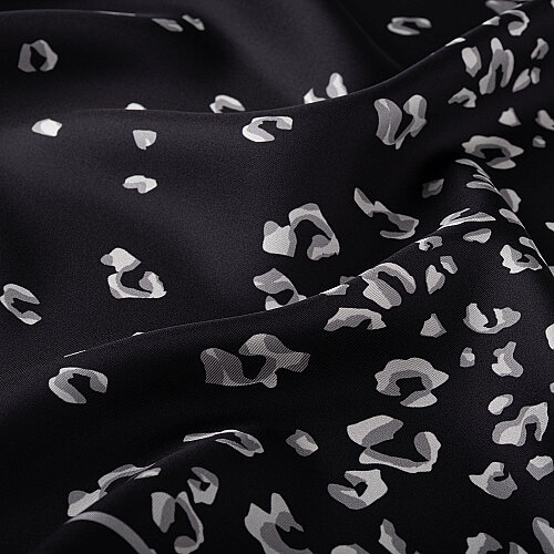 Black Abstract Leopard Print Silk Scarf - Vismara