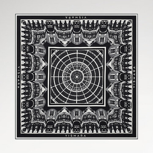 Black Galleria Dome Pattern Twill Silk Square Scarf