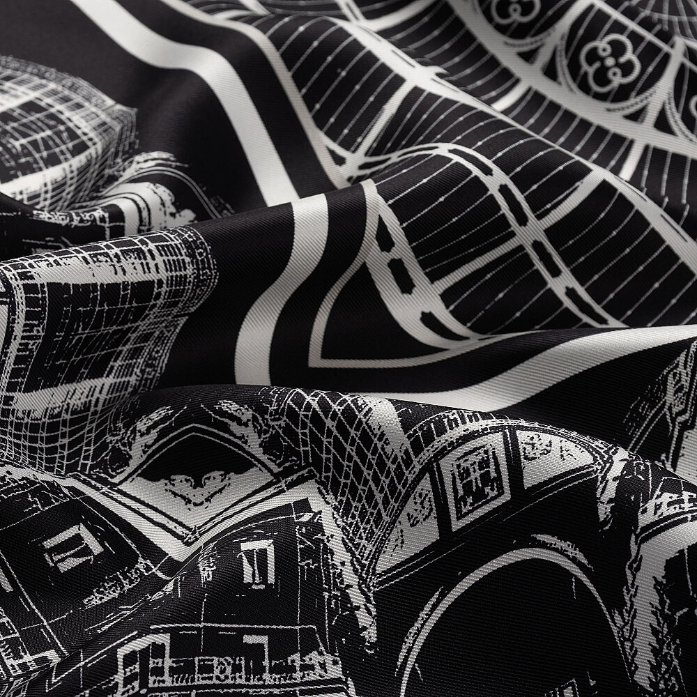 Black Galleria Dome Pattern Twill Silk Square Scarf - 2