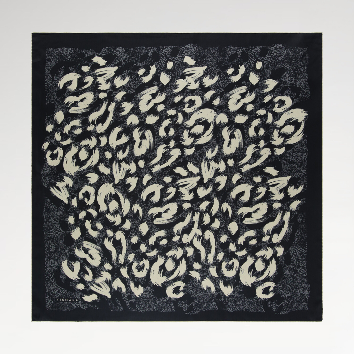 Black Leopard Print Twill Silk Square Scarf - 1