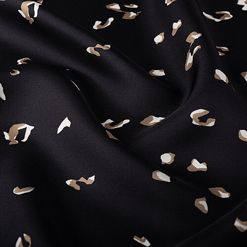 Black Mink Abstract Leopard Print Silk Scarf - Vismara
