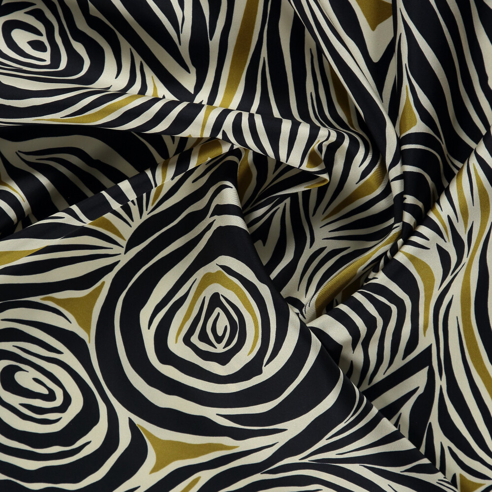 Black Monobloom Pattern Twill Silk Square Scarf - Vismara