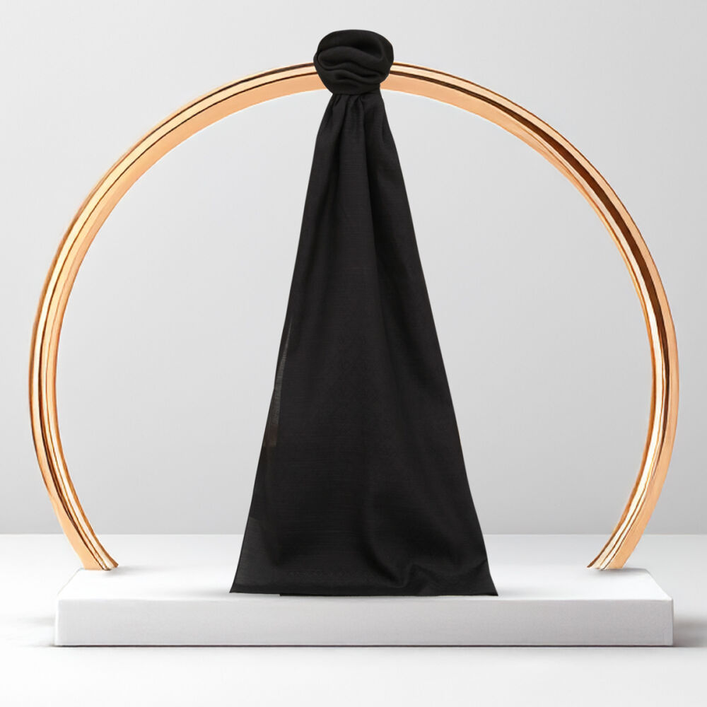 Black Monogram Pattern V Jacquard Cotton Silk Scarf
