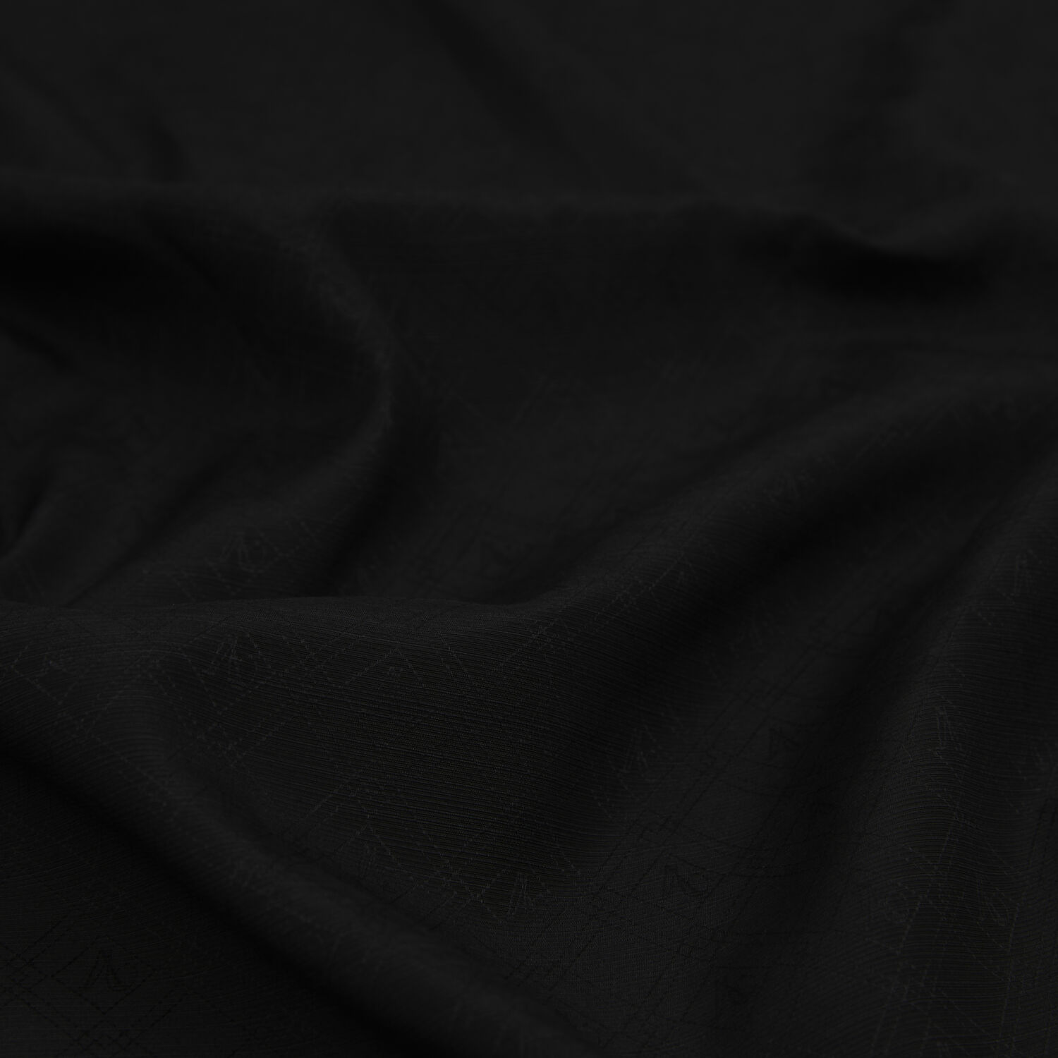 Black Monogram Pattern V Jacquard Cotton Silk Scarf - 2