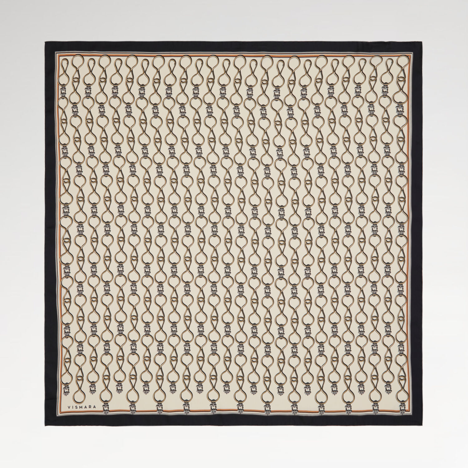 Black Vector Chain Pattern Twill Silk Square Scarf - 1