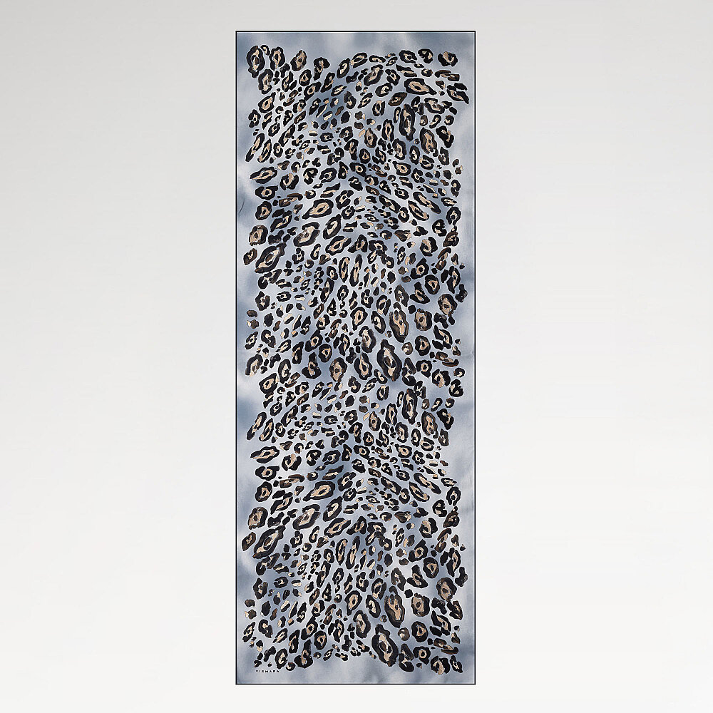 Blue Classic Panther Pattern Silk Scarf - 2