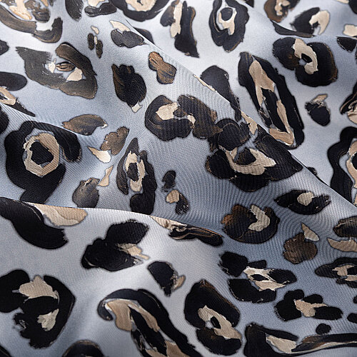 Blue Classic Panther Pattern Silk Scarf - Vismara