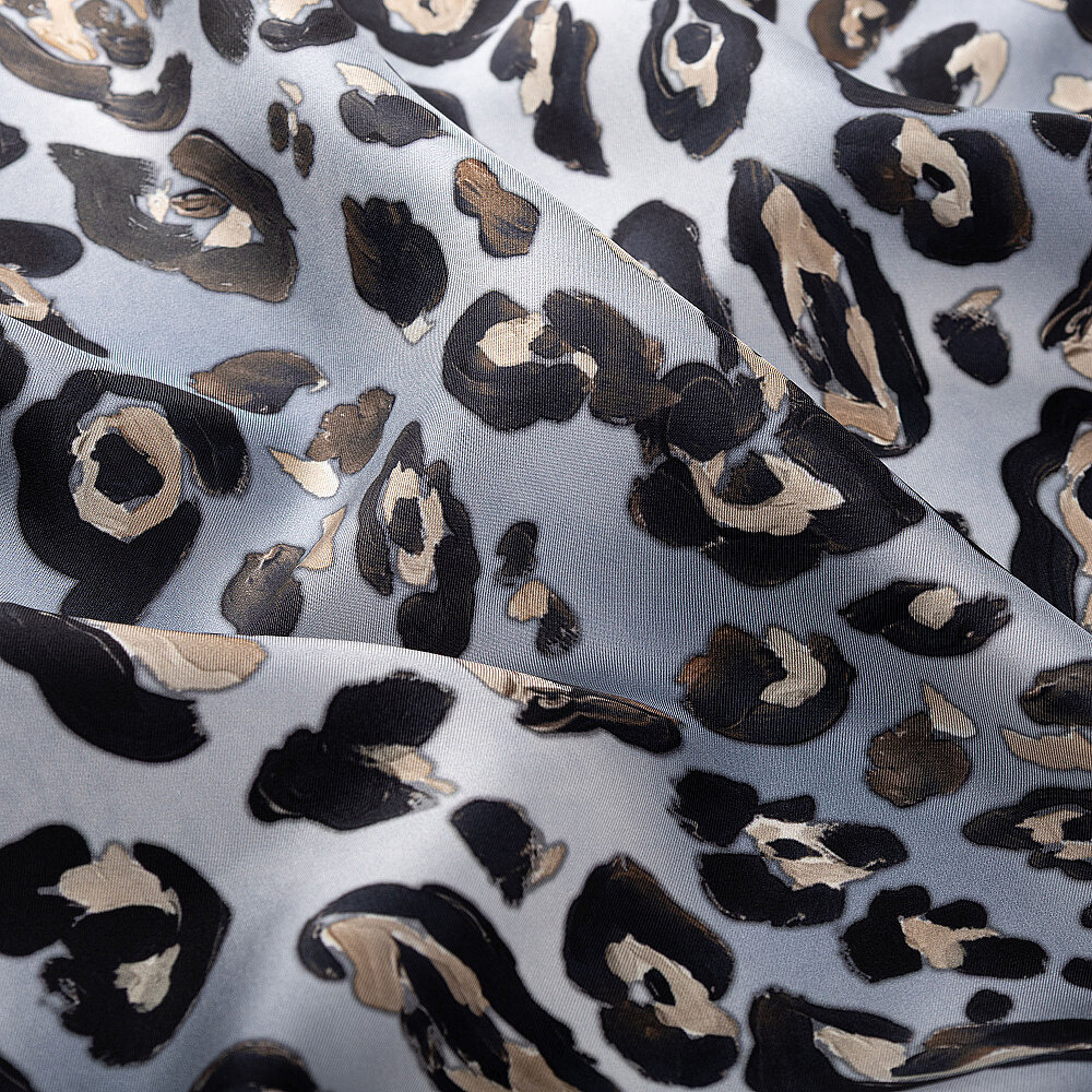 Blue Classic Panther Pattern Silk Scarf - 3