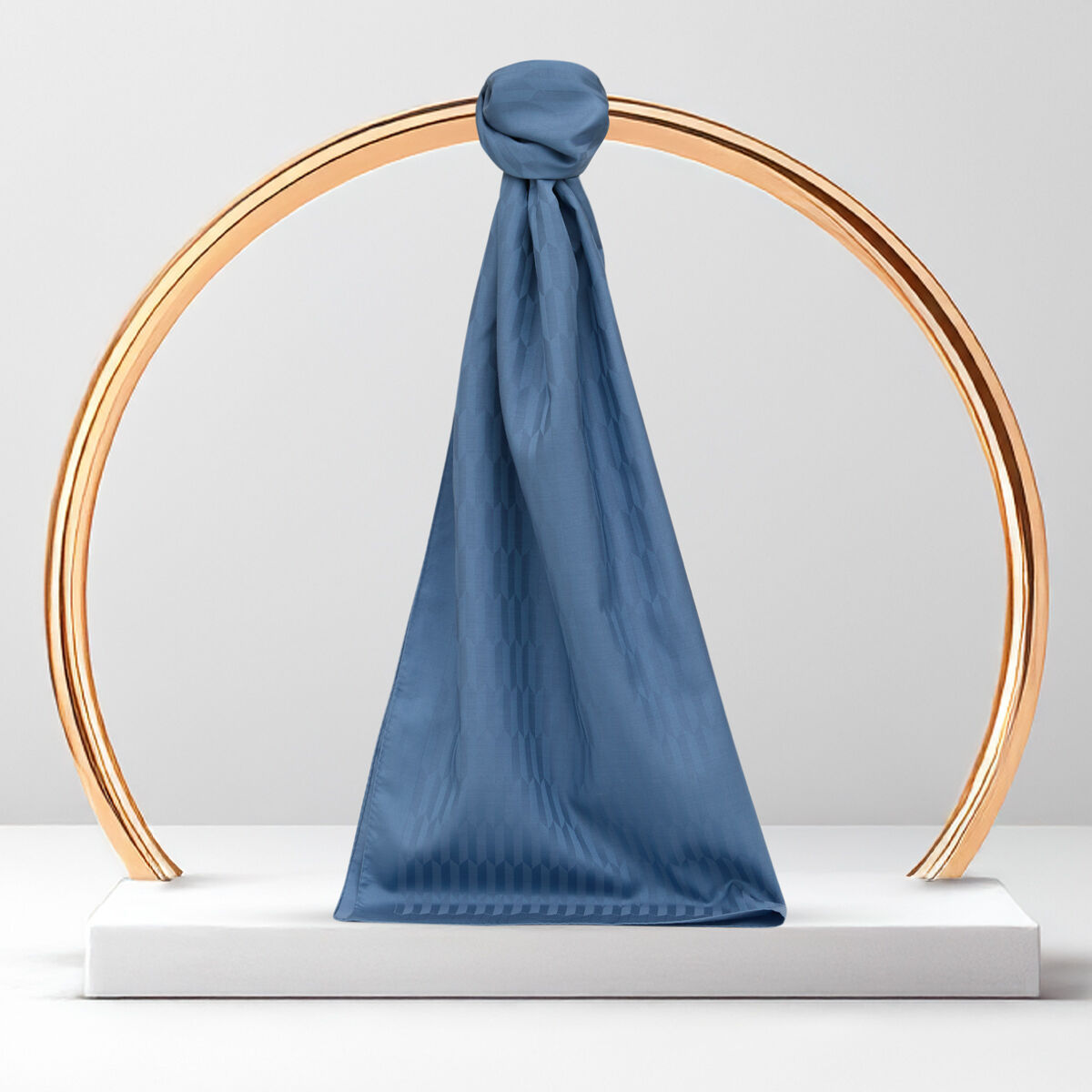 Blue Drop Pattern Jacquard Wool Silk Scarf - 1