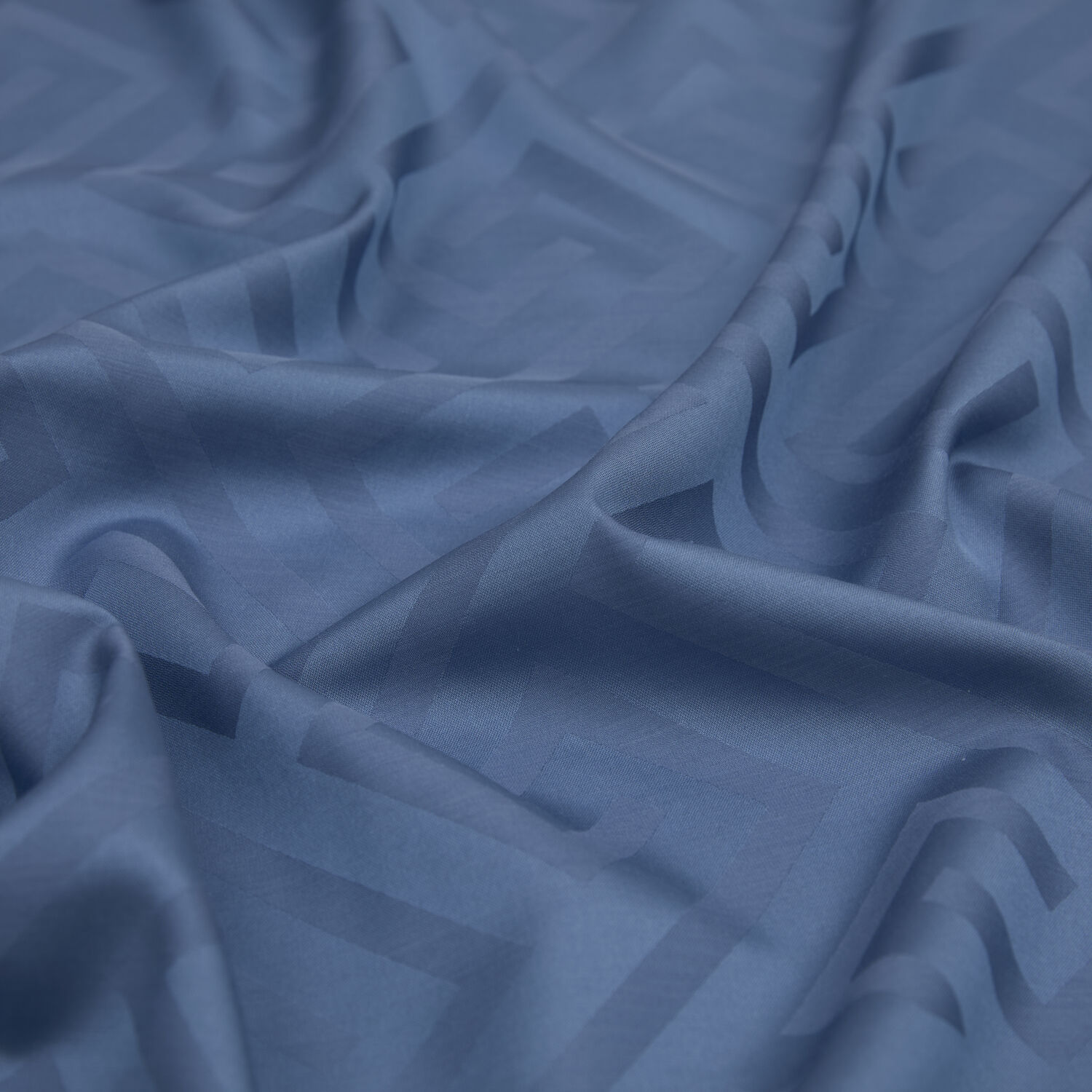 Blue G Pattern Jacquard Wool Silk Scarf - 2