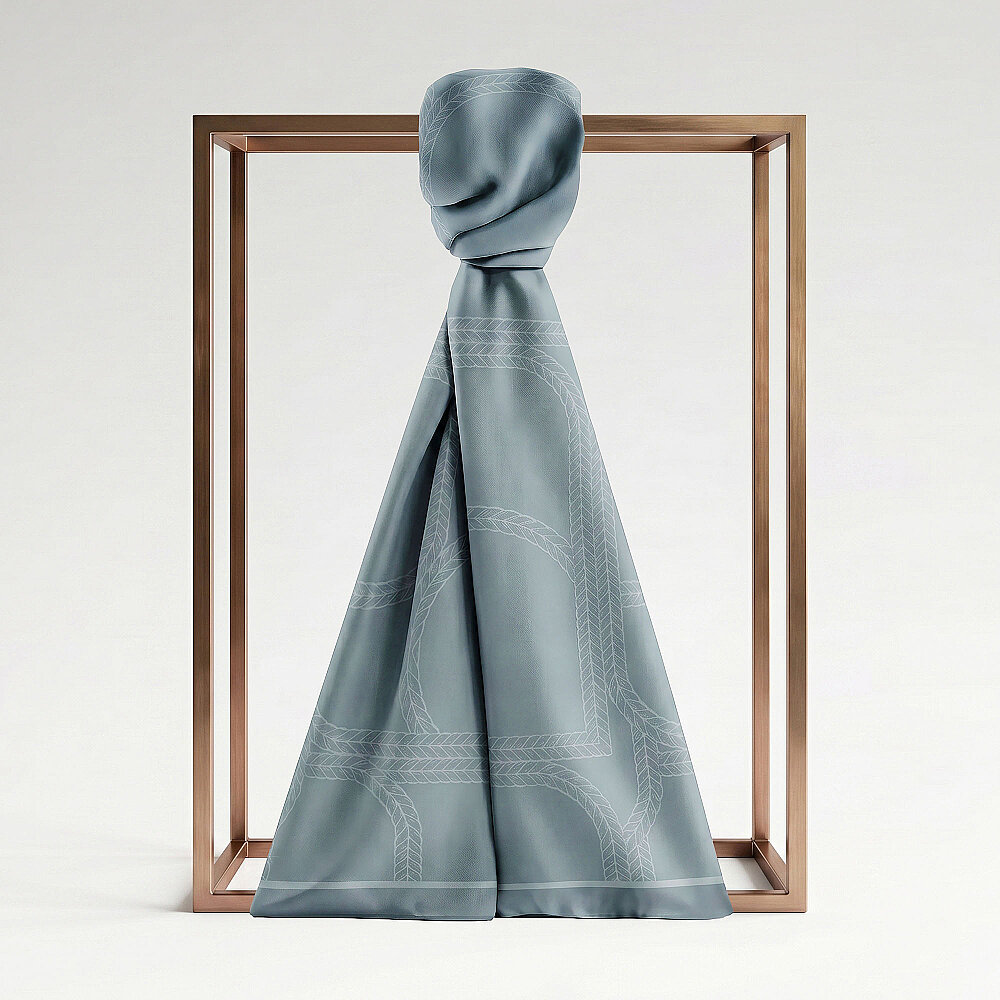 Sciarpa in cotone e seta jacquard con motivo geometrico di Blue Mira - 1