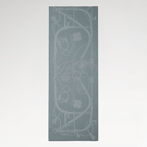 Blue Monarque Chain Pattern Jacquard Cotton Silk Scarf - Vismara