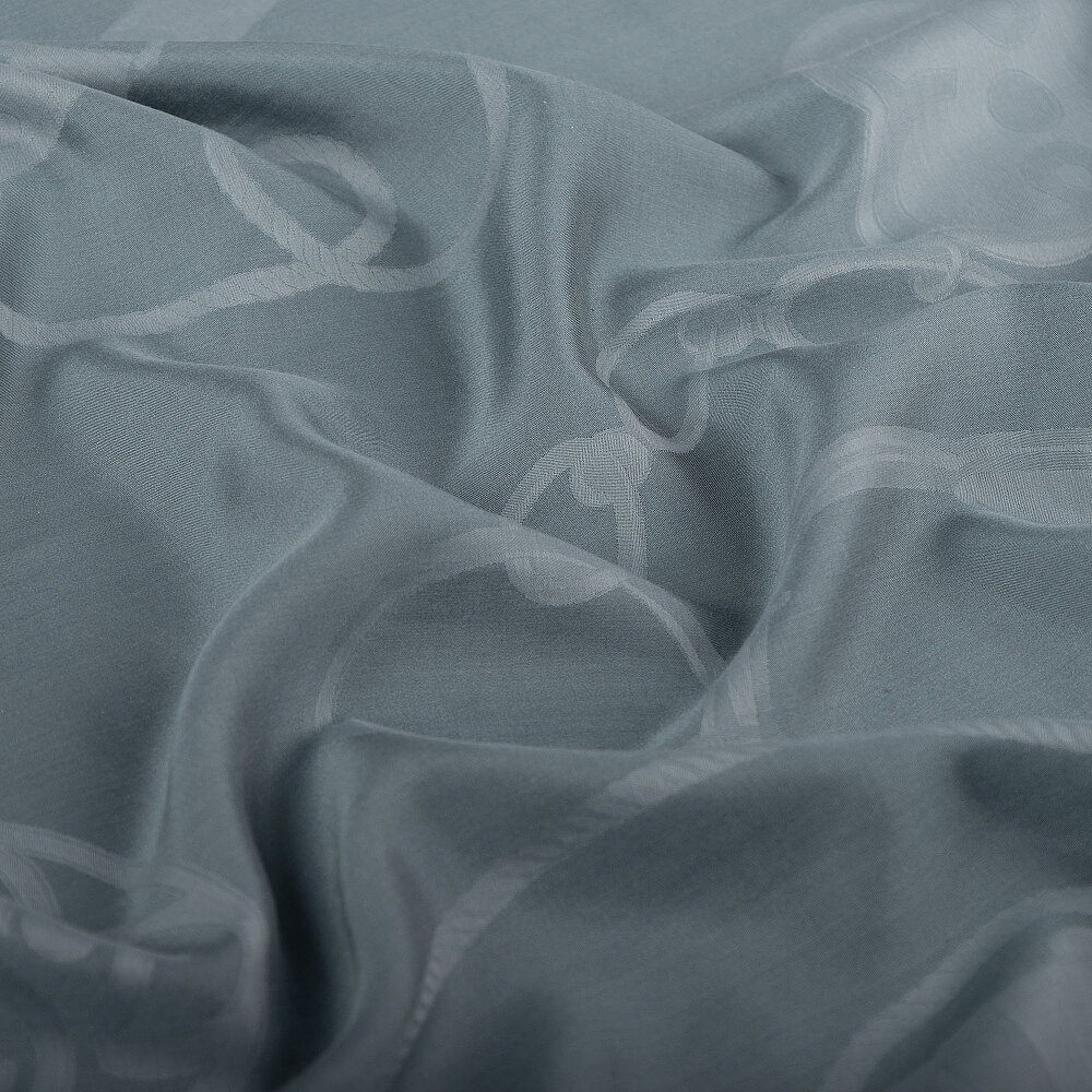 Blue Monarque Chain Pattern Jacquard Cotton Silk Scarf - 3