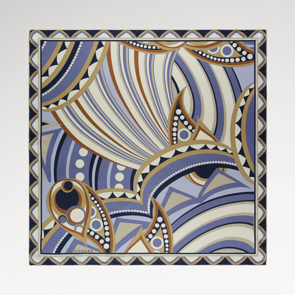 Blue Optical Art Pattern Twill Silk Square Scarf