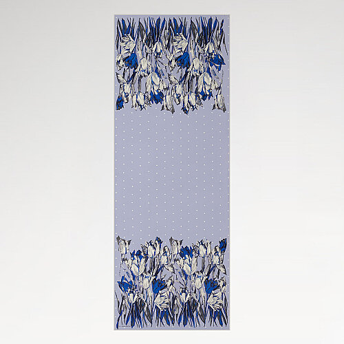 Blue Polka Dot Tulip Garden Pattern Silk Scarf - Vismara